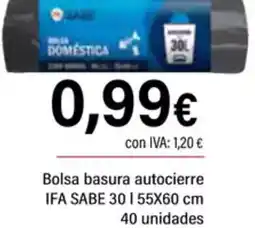 Cash Ifa IFA SABE Bolsa basura autocierre 30 I 55X60 cm 40 unidades oferta