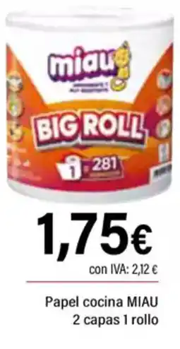 Cash Ifa MIAU Papel cocina 2 capas 1 rollo oferta