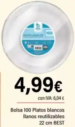 Cash Ifa BEST Bolsa 100 Platos blancos llanos reutilizables 22 cm oferta
