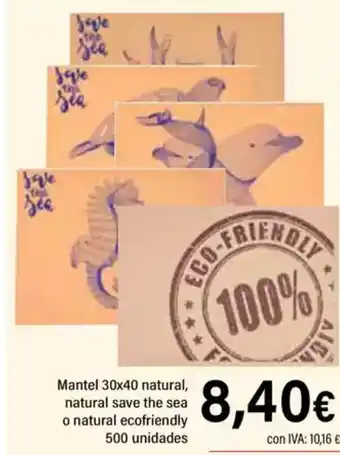 Cash Ifa Mantel 30x40 natural, natural save the sea o natural ecofriendly 500 unidades oferta