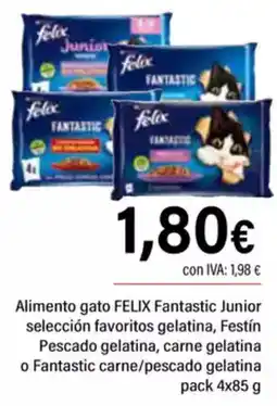 Cash Ifa FELIX Alimento gato Fantastic Junior selección favoritos gelatina, Festín Pescado gelatina oferta