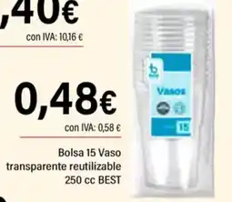 Cash Ifa BEST Bolsa 15 Vaso transparente reutilizable 250 cc oferta