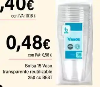 Cash Ifa BEST Bolsa 15 Vaso transparente reutilizable 250 cc oferta