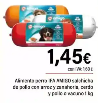 Cash Ifa IFA AMIGO Alimento perro salchicha de pollo con arroz y zanahoria, cerdo y pollo o vacuno oferta