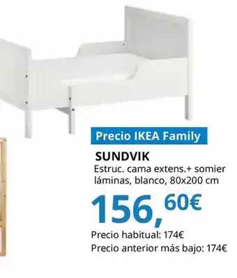 IKEA Sundvik - esctructura de cama extensible, + somier laminas blanco oferta