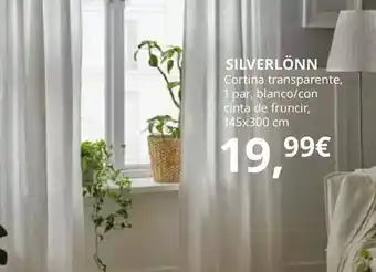 IKEA Silverlönn -visillo, pack de 2 unidades, blanco/con cinta de fruncir oferta