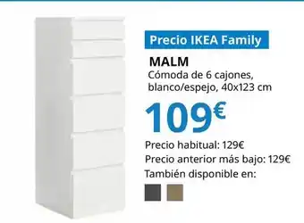 IKEA Malm - cómoda de 6 cajones, blanco/espejo oferta