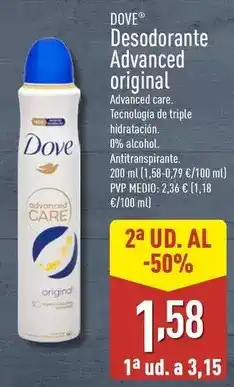ALDI Dove - desodorante advanced original oferta