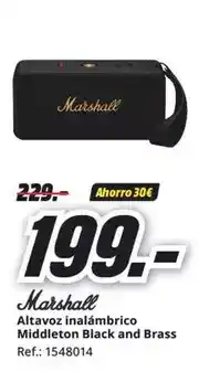 MediaMarkt Marshall - altavoz inalámbrico middleton black and bras oferta