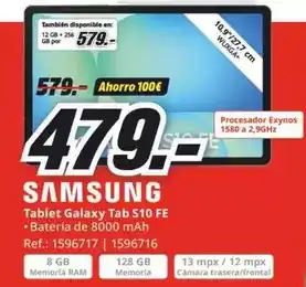 MediaMarkt Samsung - tablet galaxy tab s10 fe oferta