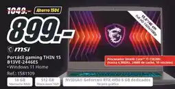 MediaMarkt Msi - portátil gaming thin 15 b13ve-2446es oferta