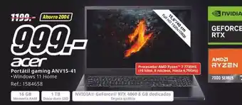 MediaMarkt Acer - portátil gaming anv15-41 oferta
