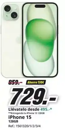 MediaMarkt Llévatelo desde iphone 15 oferta