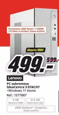 MediaMarkt Lenovo - pc sobremesa ideacentre 3 o 7ach7 oferta