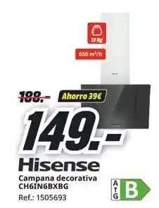 MediaMarkt Hisense - campana decorativa ch6in6bxbg oferta
