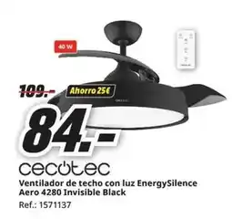 MediaMarkt Cecotec - ventilador de techo con luz energysilence aero 4280 invisible black oferta