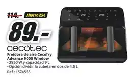 MediaMarkt Cecotec - freidora de aire cecofry advance 900u window oferta