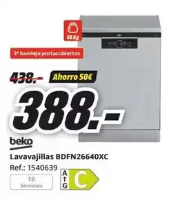 MediaMarkt Beko - lavavajillas bdfn26640xc oferta