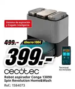 MediaMarkt Cecotec - robot aspirador conga 13090 spin revolution home&wash oferta