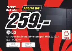 MediaMarkt Lg - microondas integrable con grill mgb72593f oferta