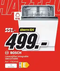 MediaMarkt Bosch - lavavajillas integrable smv2tix09e oferta