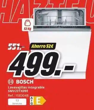MediaMarkt Bosch - lavavajillas integrable smv2tix09e oferta