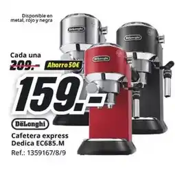 MediaMarkt Delonghi - cafetera express dedica ec685.m oferta