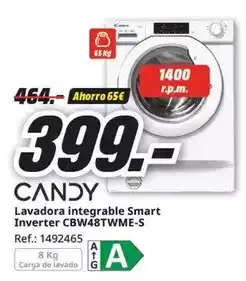 MediaMarkt Candy - lavadora integrable smart inverter cbw48twmme-s oferta