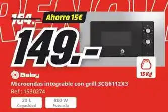 MediaMarkt Balay - microondas integrable con grill oferta