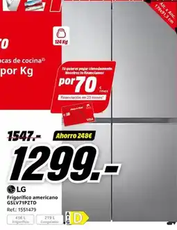 MediaMarkt Lg - frigorífico americano gslv712td oferta
