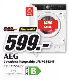 MediaMarkt Aeg - lavadora integrable lfn7g8434f oferta