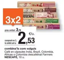 BonpreuEsclat Nescafé - cafè en càpsules india, brazil, colombia, africas o colombia descafeïnat farmers oferta