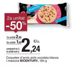 BonpreuEsclat Bicentury - coquetes d'arròs amb xocolata blanca i maduixa oferta