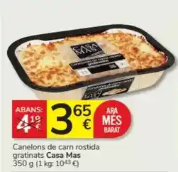 Consum Casa mas - canelons de carn rostida gratinats oferta