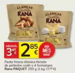 Consum Rana - pasta fresca dlàssica farcida de pollastre rostit o 4 formatges oferta