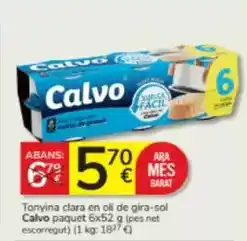 Consum Calvo - tonyina clara en oli de gira-sol oferta