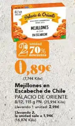 Gadis Palacio de oriente - mejillones en escabeche de chile oferta