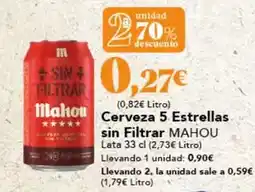 Gadis Mahou - cerveza 5 estrellas sin filtrar oferta