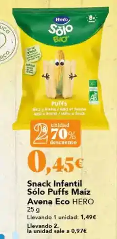 Gadis Hero - snack infantil solo puffs maiz avena eco oferta