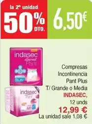 Masymas Indasec - compresas incontinencia pant plus t/ grande o media oferta