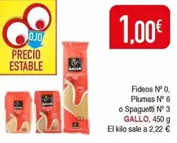 Masymas Gallo - fideos n 0, plumas n 6 o spaguetti n 3 oferta
