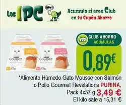 Masymas Purina - alimento humedo gato mousse con salmon o pollo gourmet revelations oferta
