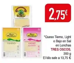 Masymas Tres oscos - queso tierno, light o bajo en sal en lonchas oferta