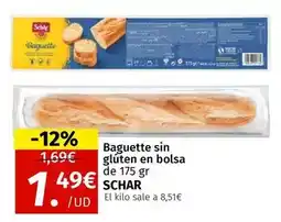 Maskom Supermercados Schär - baguette sin gluten en bolsa oferta