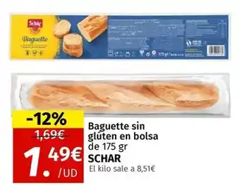 Maskom Supermercados Schär - baguette sin gluten en bolsa oferta