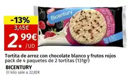 Maskom Supermercados Bicentury - tortita de arroz con chocolate blanco y frutos rojos oferta
