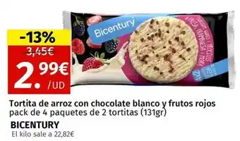 Maskom Supermercados Bicentury - tortita de arroz con chocolate blanco y frutos rojos oferta