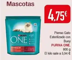 Masymas Purina one - pienso gato esterilizado con buey oferta