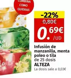 Maskom Supermercados Alteza - infusión de manzanilla, menta poleo o tila oferta