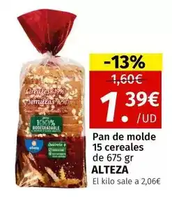 Maskom Supermercados Alteza - pan de molde 15 cereales de 675 gr oferta